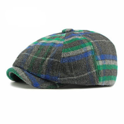 Traditional Plaid Eight Panel Newsboy Cap British Beret Hat