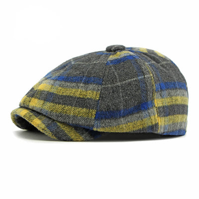 Traditional Plaid Eight Panel Newsboy Cap British Beret Hat