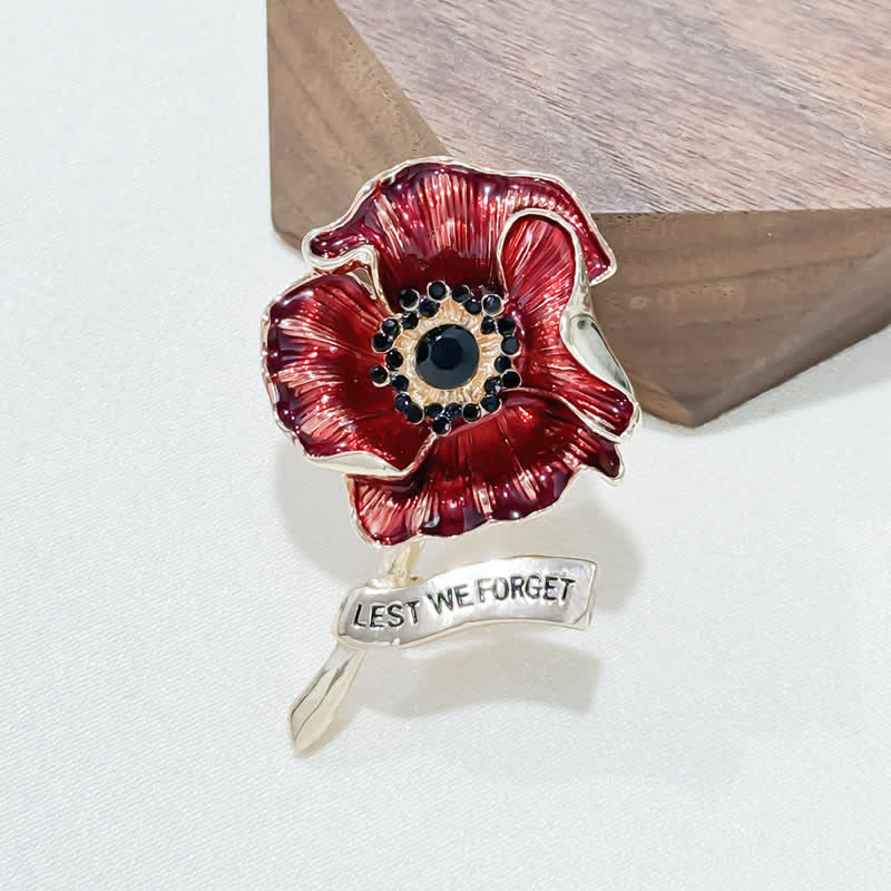 Red Poppy Remembrance Day Lest We Forget Brooch