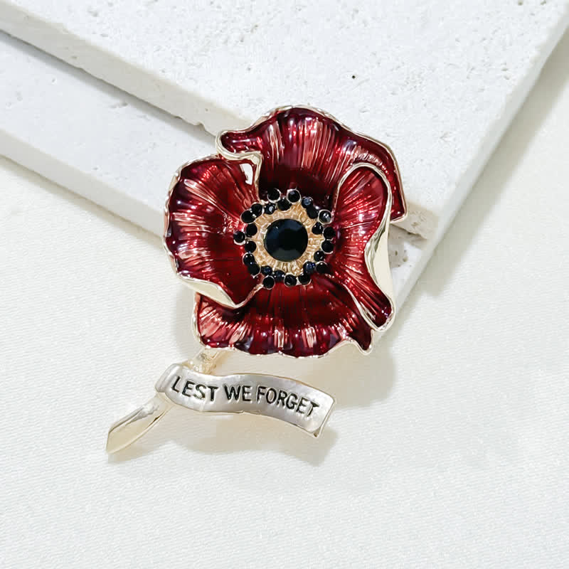 Red Poppy Remembrance Day Lest We Forget Brooch