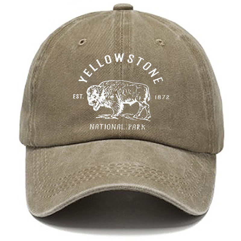 Yellowstone National Park Buffalo Washed Cotton Baseball Cap