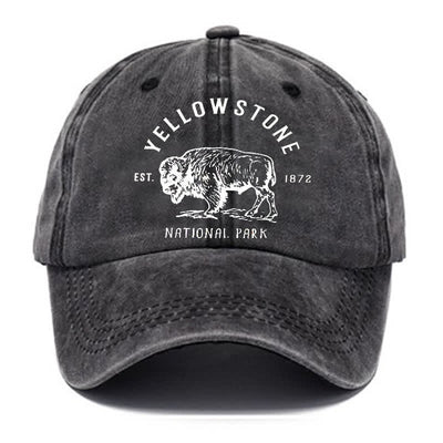 Yellowstone National Park Buffalo Washed Cotton Baseball Cap