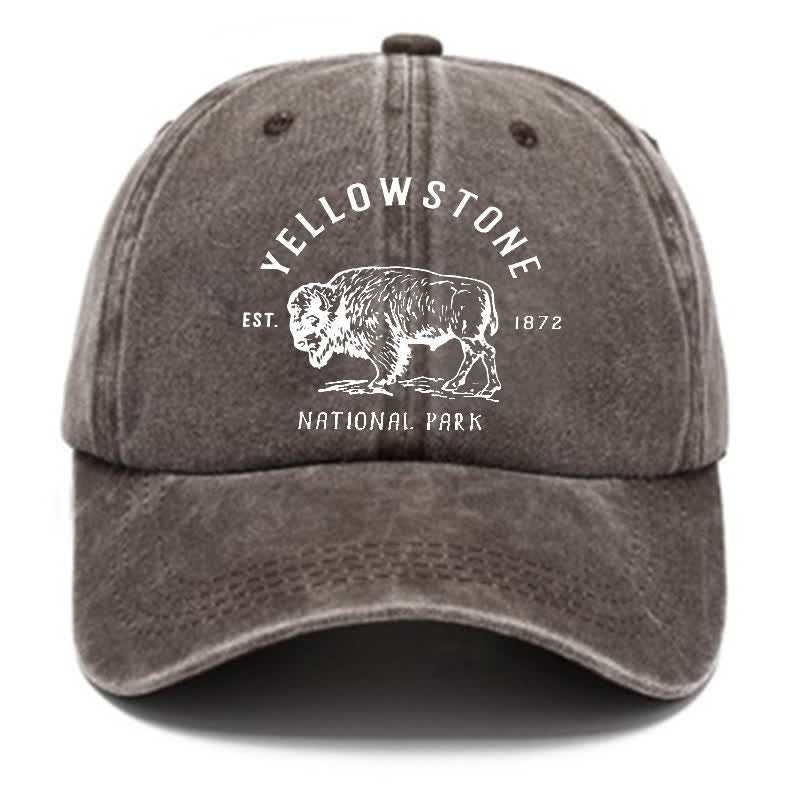 Yellowstone National Park Buffalo Washed Cotton Baseball Cap