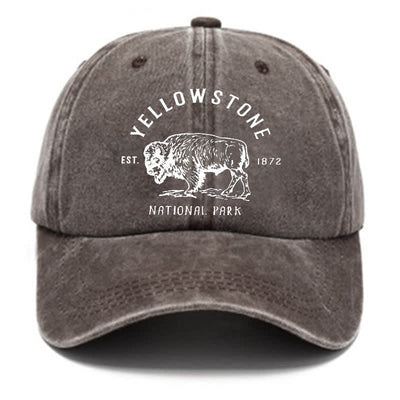 Yellowstone National Park Buffalo Washed Cotton Baseball Cap