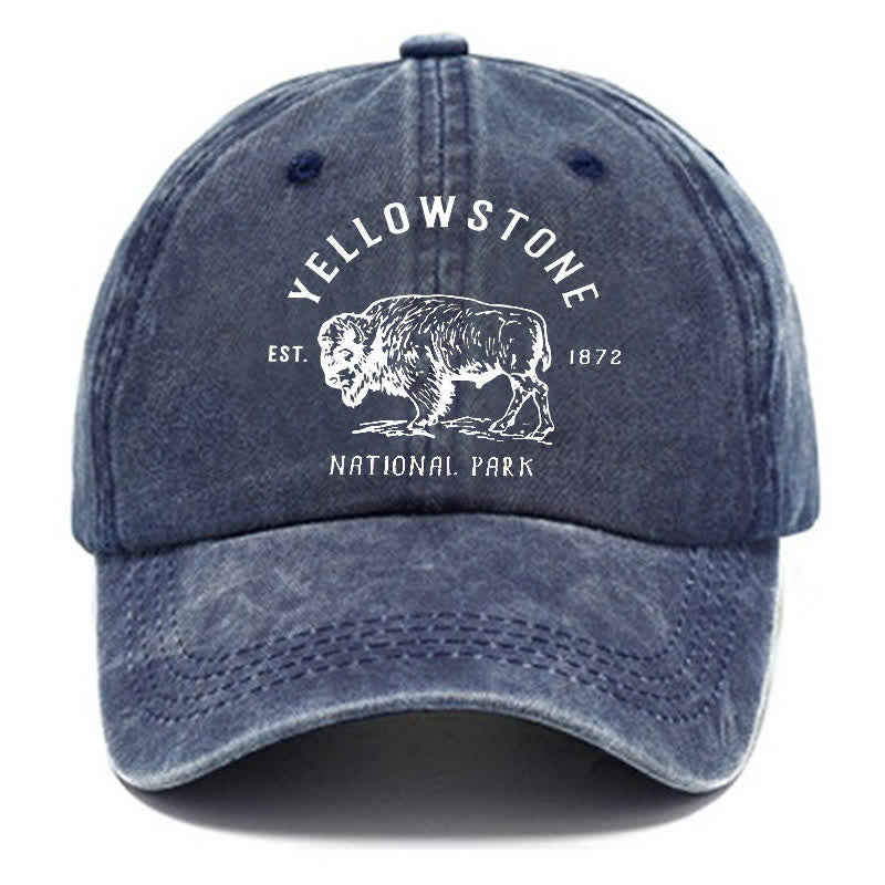 Yellowstone National Park Buffalo Washed Cotton Baseball Cap