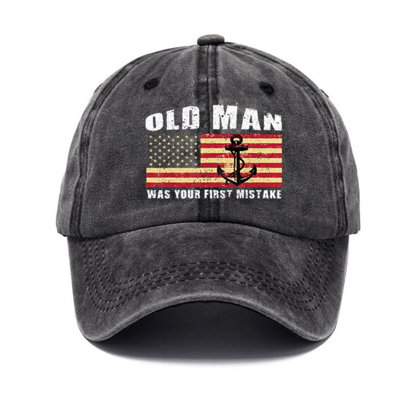 American Flag Eagle Printing Black Washed Cotton Baseball Cap