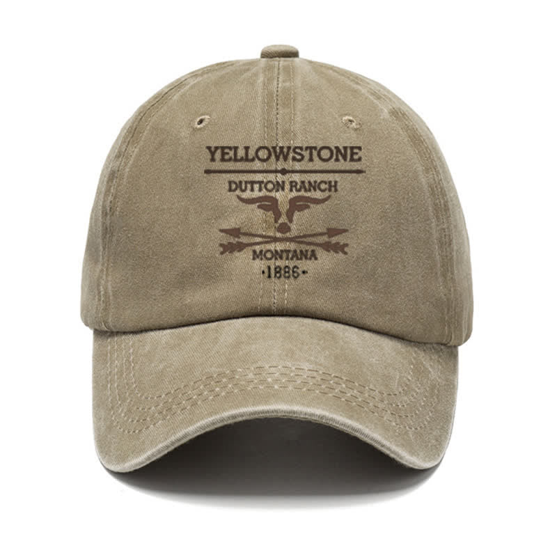 Bull Yellowstone Dutton Ranch Montana Washed Cotton Baseball Cap