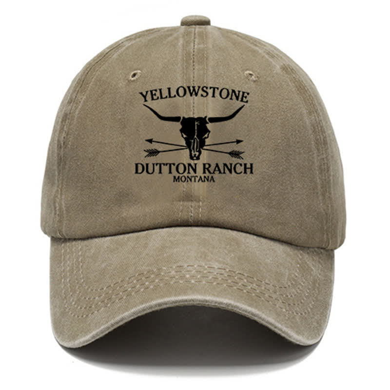 Yellowstone Dutton Ranch Montana Bull Arrow Washed Cotton Baseball Cap