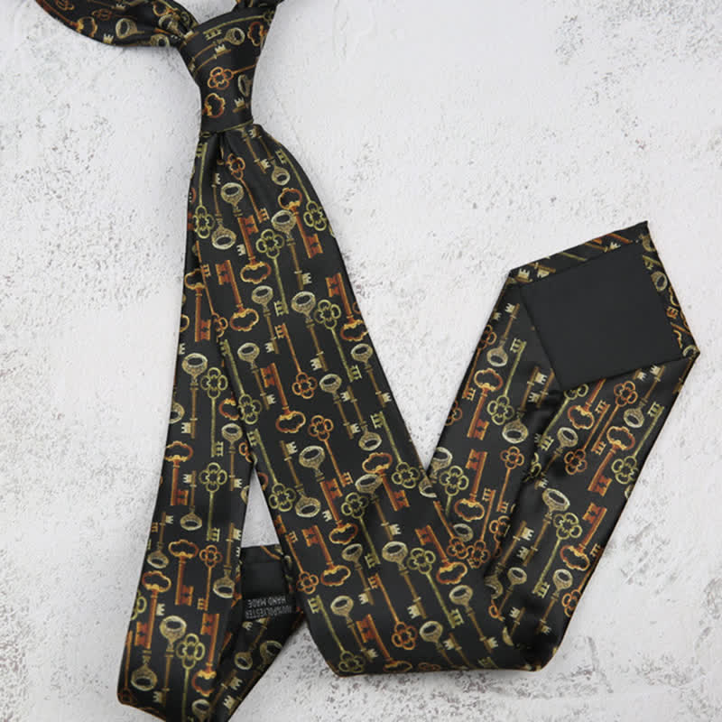 Men's Retro Intricated Black Keys Printed Necktie