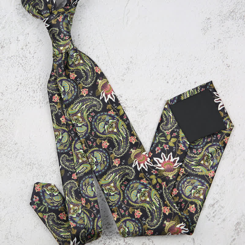 Men's Dark Green Fantastic Paisley Printed Necktie