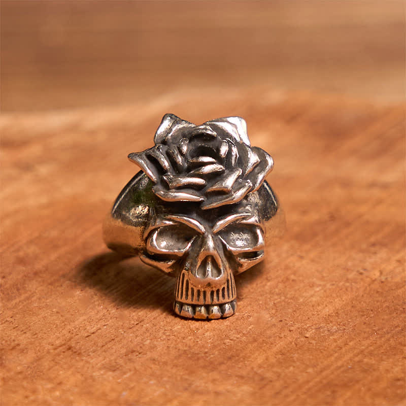 DIY Rose Hidden Knife Belt Buckle Bull Pendant Skull & Rose Ring Bundle Set