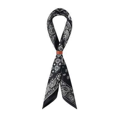 Black & White Paisley Four-Box Grid Design Square Scarf