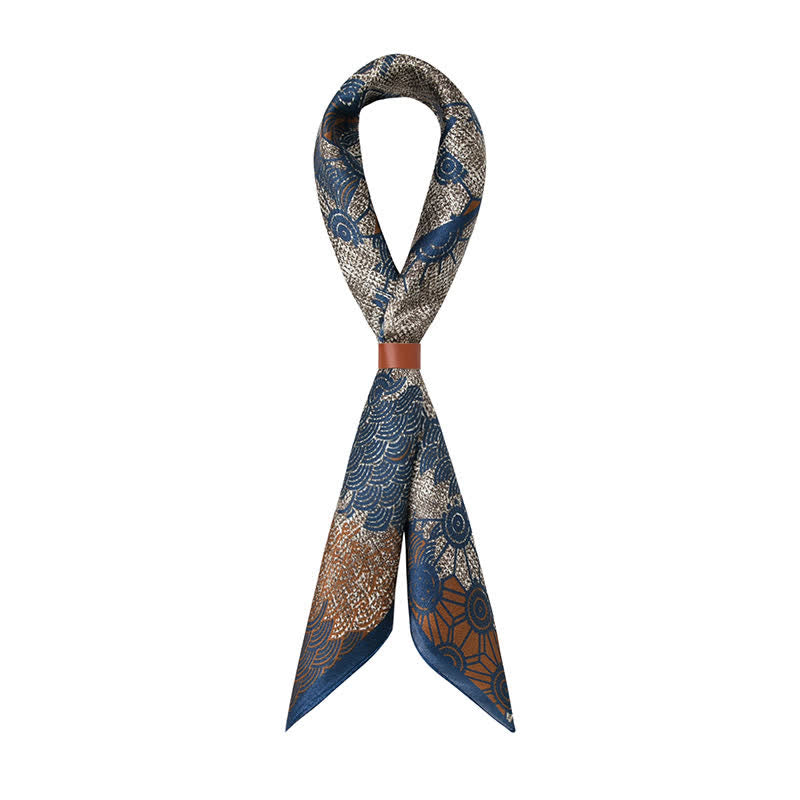 Navy Blue Street Style Distressed Retro Square Scarf