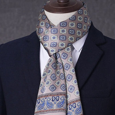 Men's Business Geometrical Figure Thin Long Pure Silk Scarf