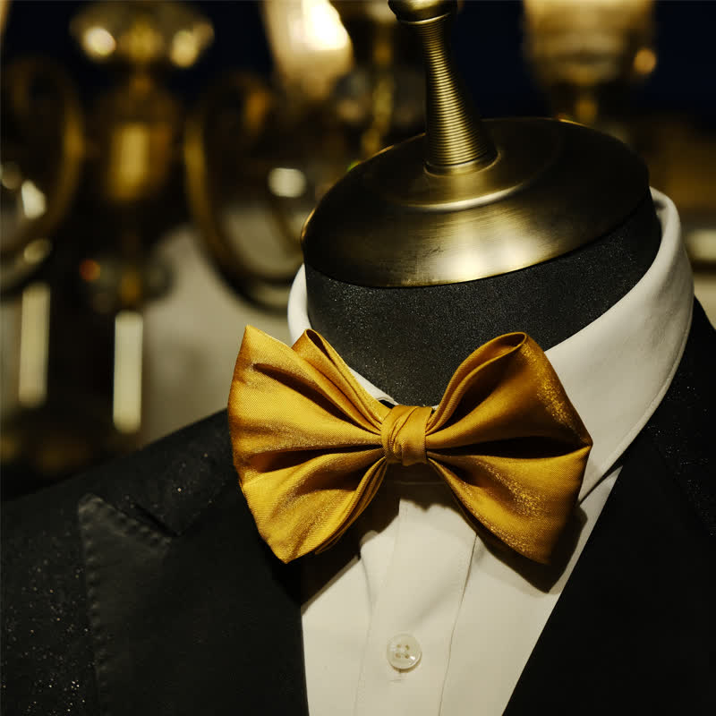 Men's Golden Life Unique Shaped Oversized Pointed Bow Tie