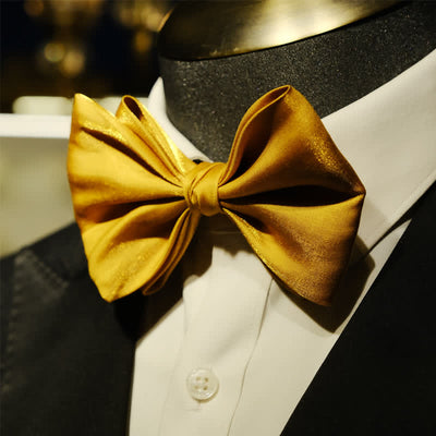 Men's Golden Life Unique Shaped Oversized Pointed Bow Tie