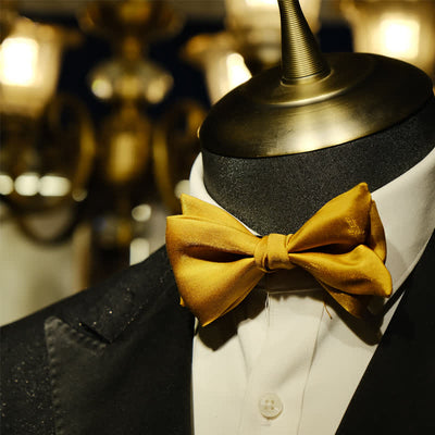 Men's Golden Life Unique Shaped Oversized Pointed Bow Tie