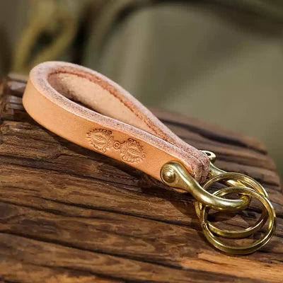 Handcrafted Natural Vegetable Tanned Leather Keychain