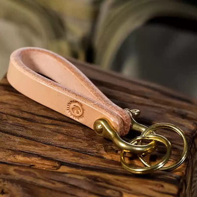 Handcrafted Natural Vegetable Tanned Leather Keychain