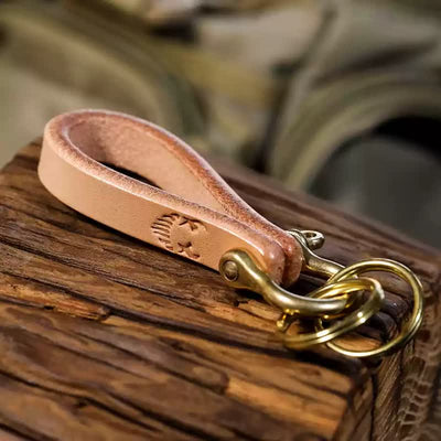 Handcrafted Natural Vegetable Tanned Leather Keychain