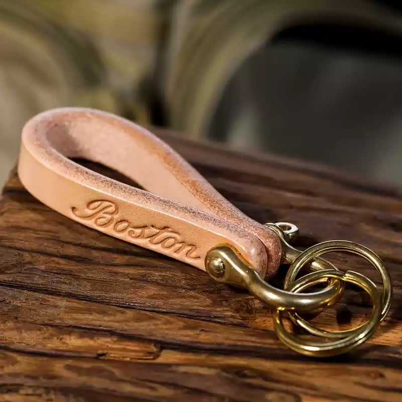 Handcrafted Natural Vegetable Tanned Leather Keychain