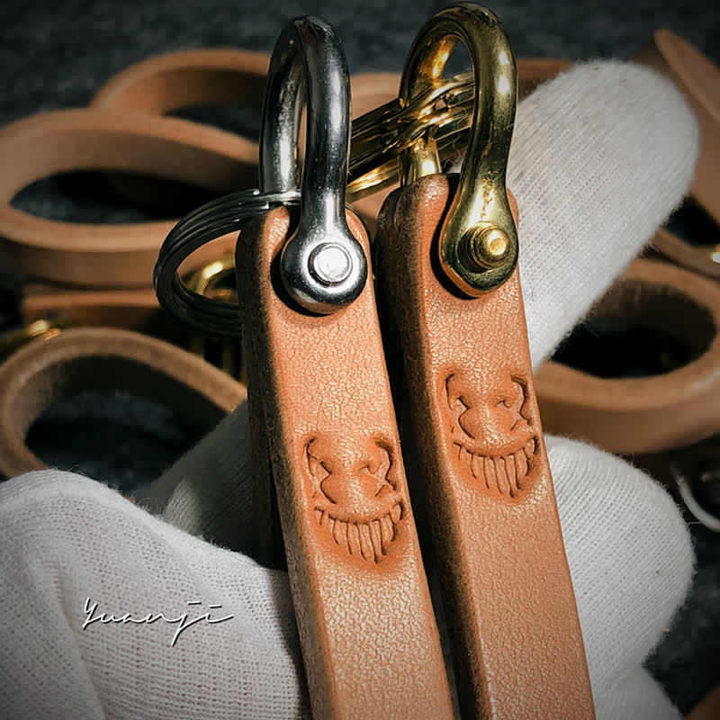 Handcrafted Natural Vegetable Tanned Leather Keychain