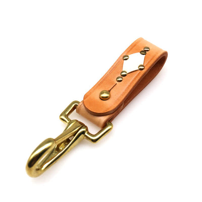 Rivets Studded Brass Key Holder Belt Clip Leather Keychain