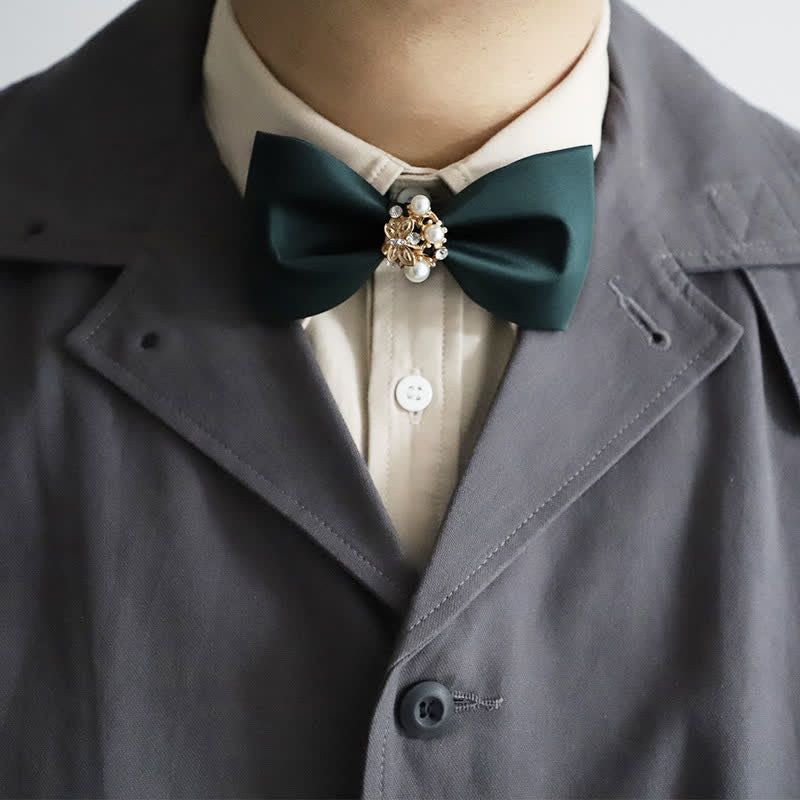 Men's Golden Flowers Imitation Pearl Bow Tie