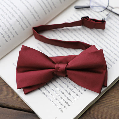 Men's Solid Color Double Layered Handkerchief Bow Tie