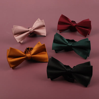 Men's Solid Color Double Layered Handkerchief Bow Tie