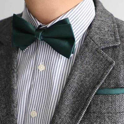 Men's Solid Color Double Layered Handkerchief Bow Tie