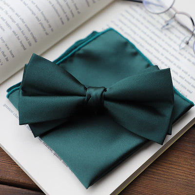 Men's Solid Color Double Layered Handkerchief Bow Tie