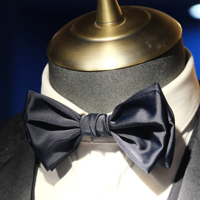 Men's Gentleman Handmade Midnight Blue Double Layered Bow Tie