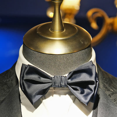 Men's Gentleman Handmade Midnight Blue Double Layered Bow Tie