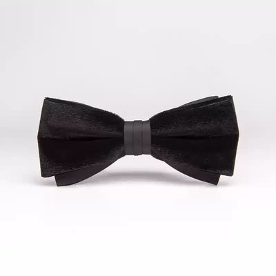 Men's Noble Black Velvet Double Layered Bow Tie