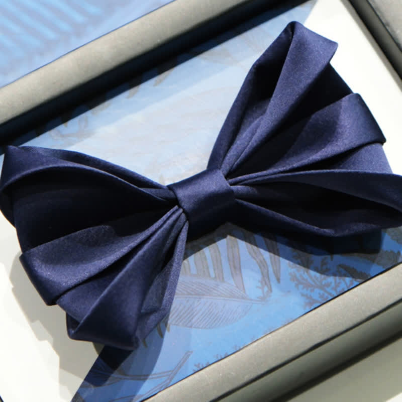 Men's Navy Blue Unique Shaped Wedding Bow Tie