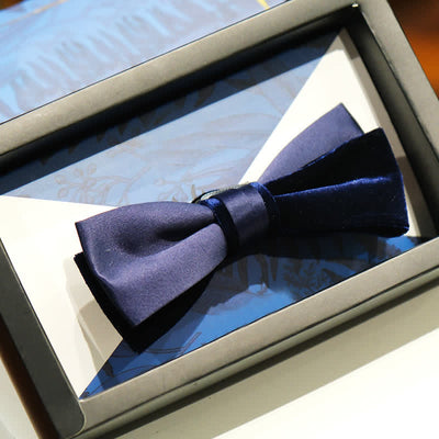 Men's Navy Blue Unique Shaped Wedding Bow Tie