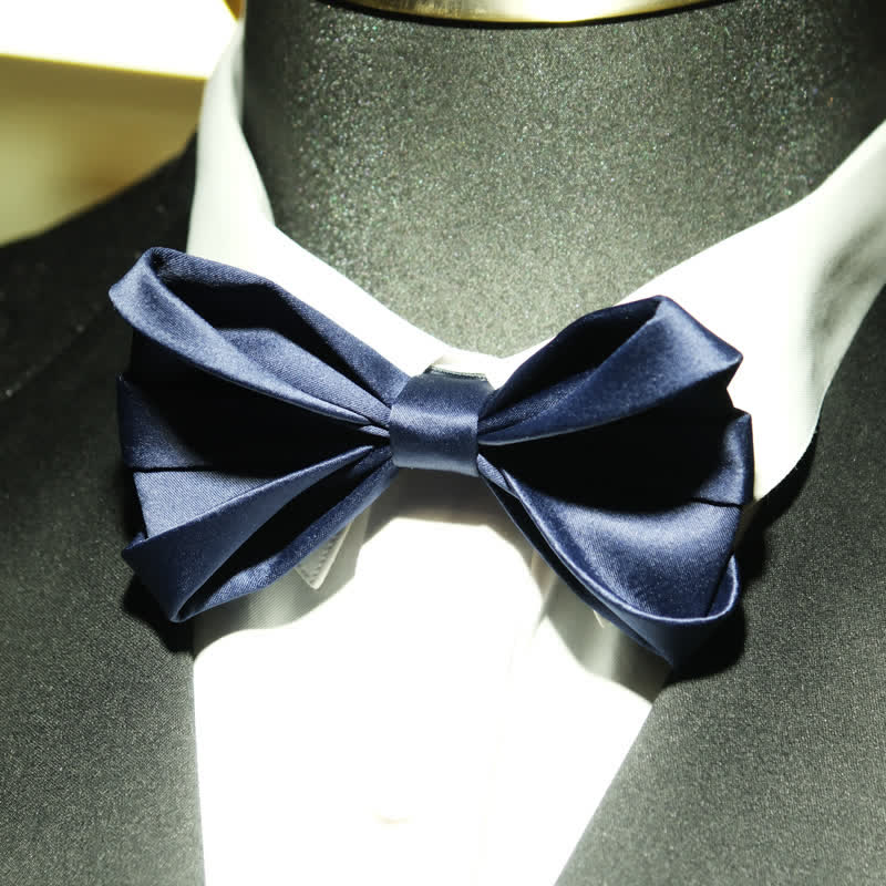 Men's Navy Blue Unique Shaped Wedding Bow Tie