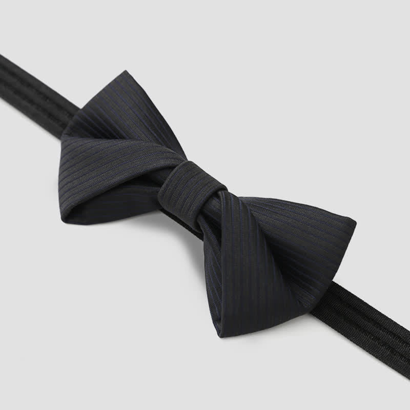 Men's Black Subtle Twilled Navy Striped Business Bow Tie