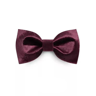 Men's Romantic Velvet Burgundy Handkerchief Bow Tie