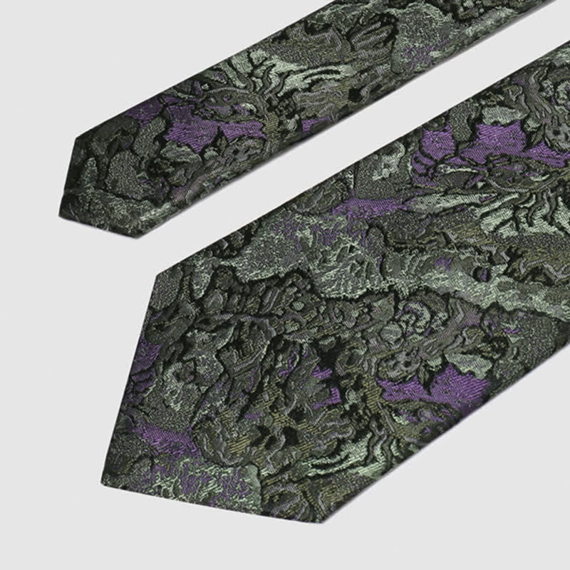 Men's Purple & Gray Delicate Abstract Pattern Pure Silk Necktie