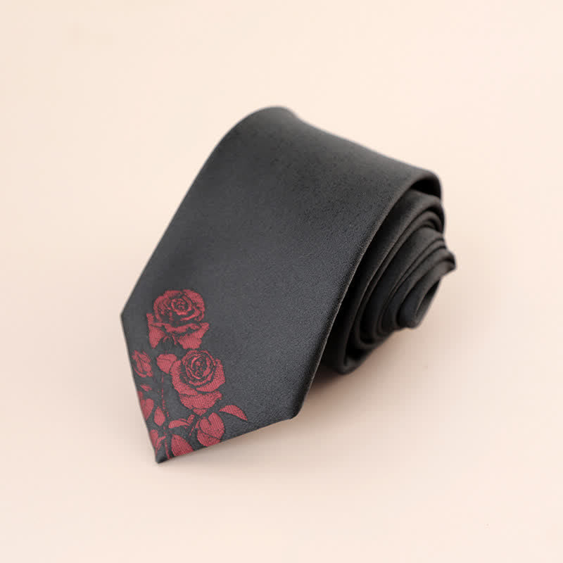 Men's Elegant Two Roses Printed Necktie