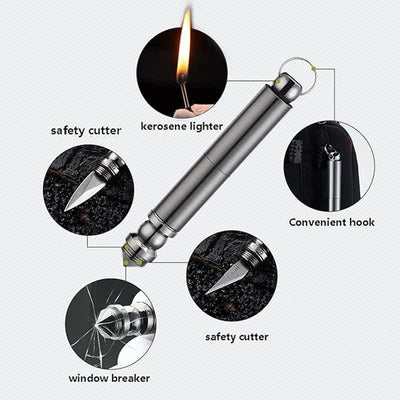 3 in 1 Tactical Emergency Blade Matchstick Oil Lighter