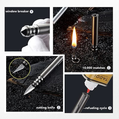 3 in 1 Tactical Emergency Blade Matchstick Oil Lighter