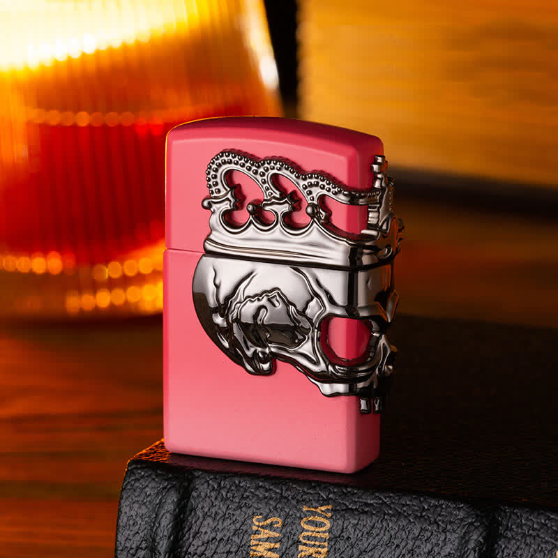 Three Sides 3D Relief Skull & Crown Refillable Butane Lighter