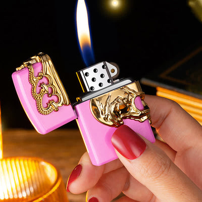 Three Sides 3D Relief Skull & Crown Refillable Butane Lighter