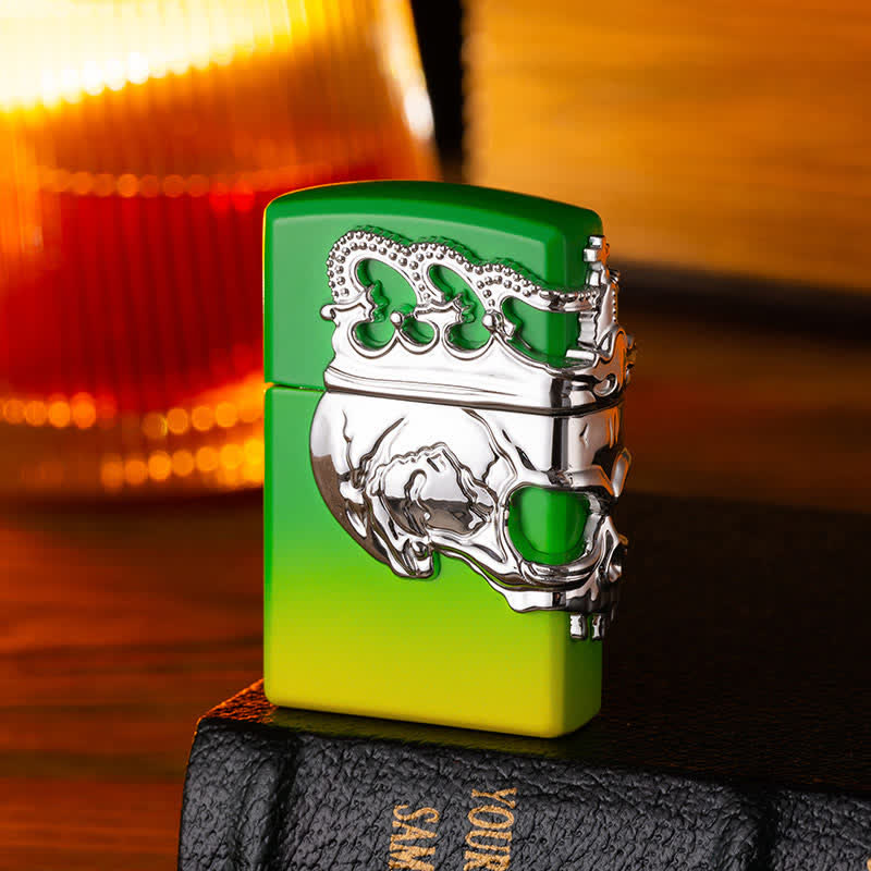 Three Sides 3D Relief Skull & Crown Refillable Butane Lighter