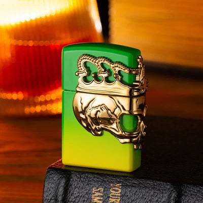 Three Sides 3D Relief Skull & Crown Refillable Butane Lighter