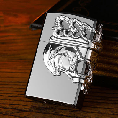 Three Sides 3D Relief Skull & Crown Refillable Butane Lighter