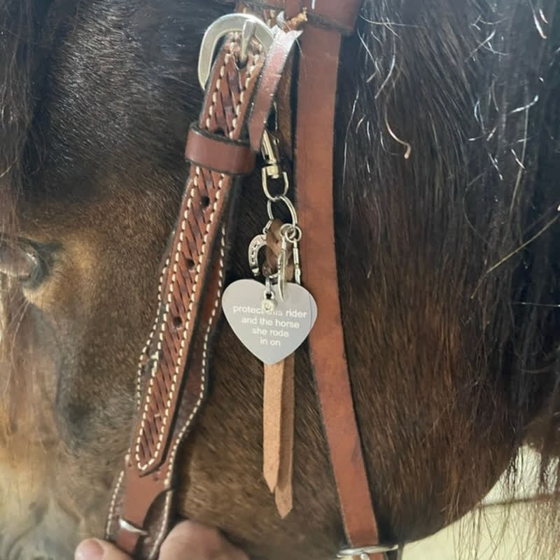 Heart Metal Horseshoe Cross Pendant Leather Keychain